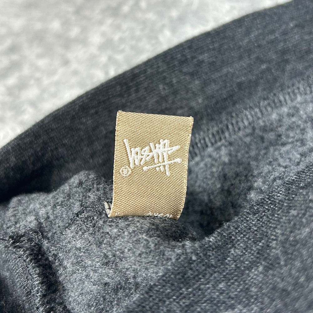 Stussy World Tour Graphic Sweatshirt Charcoal Gray Women Small Boat Neck Fleece - Picture 7 of 9